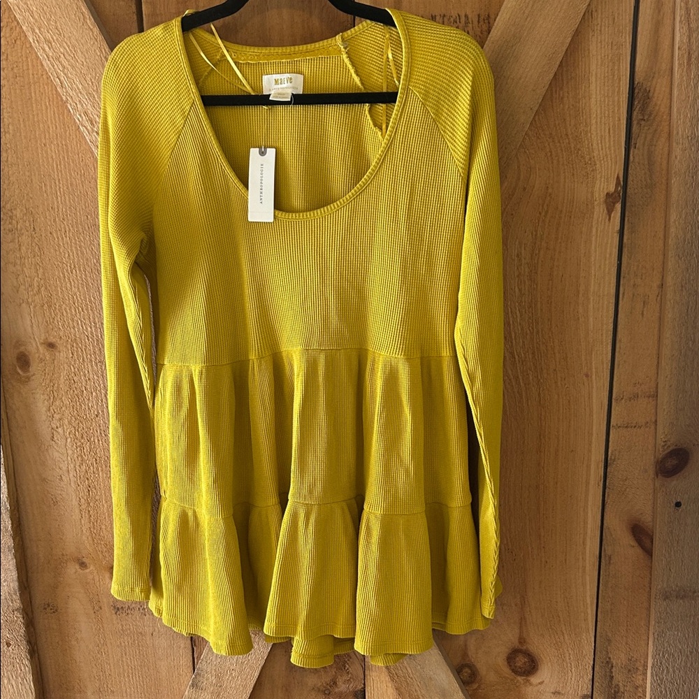 Anthropologie Maeve Sunny Yellow Tiered Top